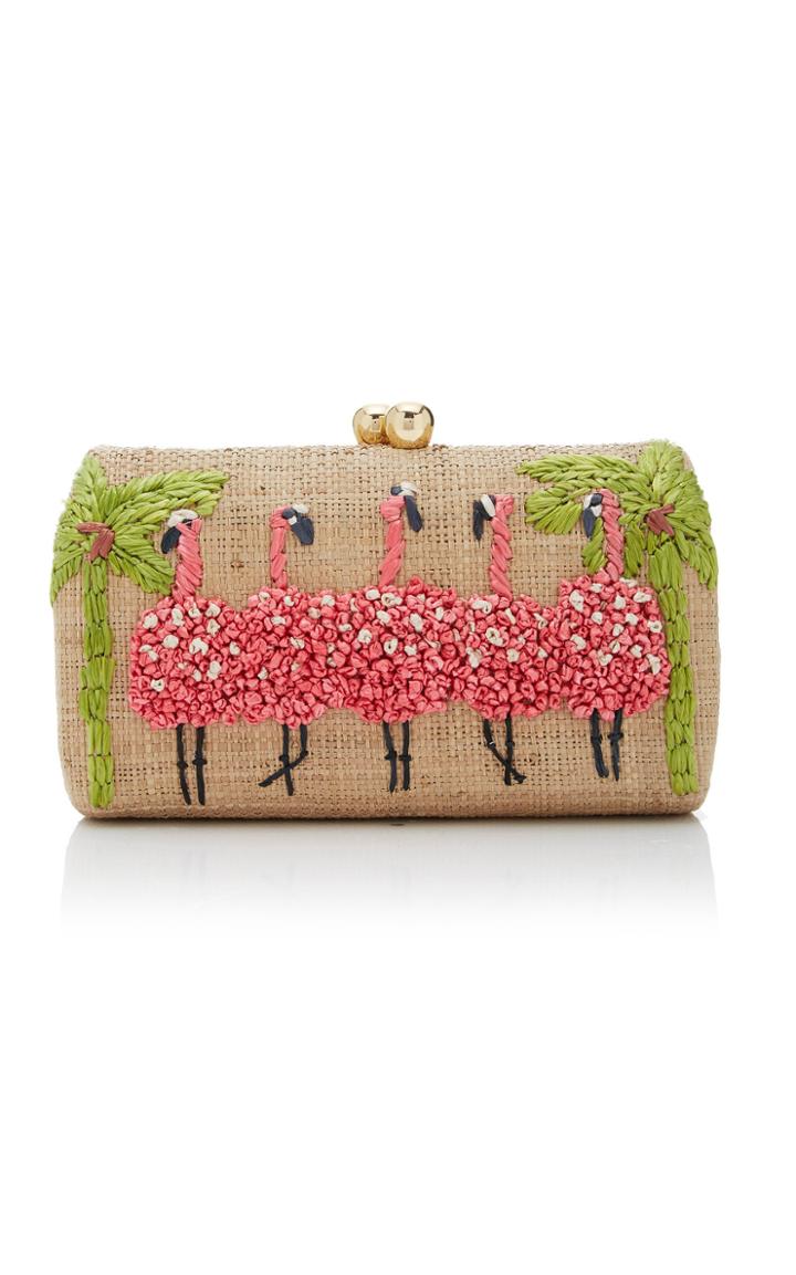 Serpui Farah Flamingo Embroidered Minaudiere