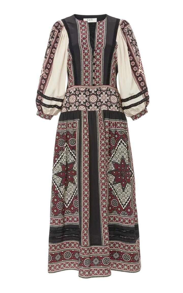 Sea Ezri Long-sleeved Midi Dress