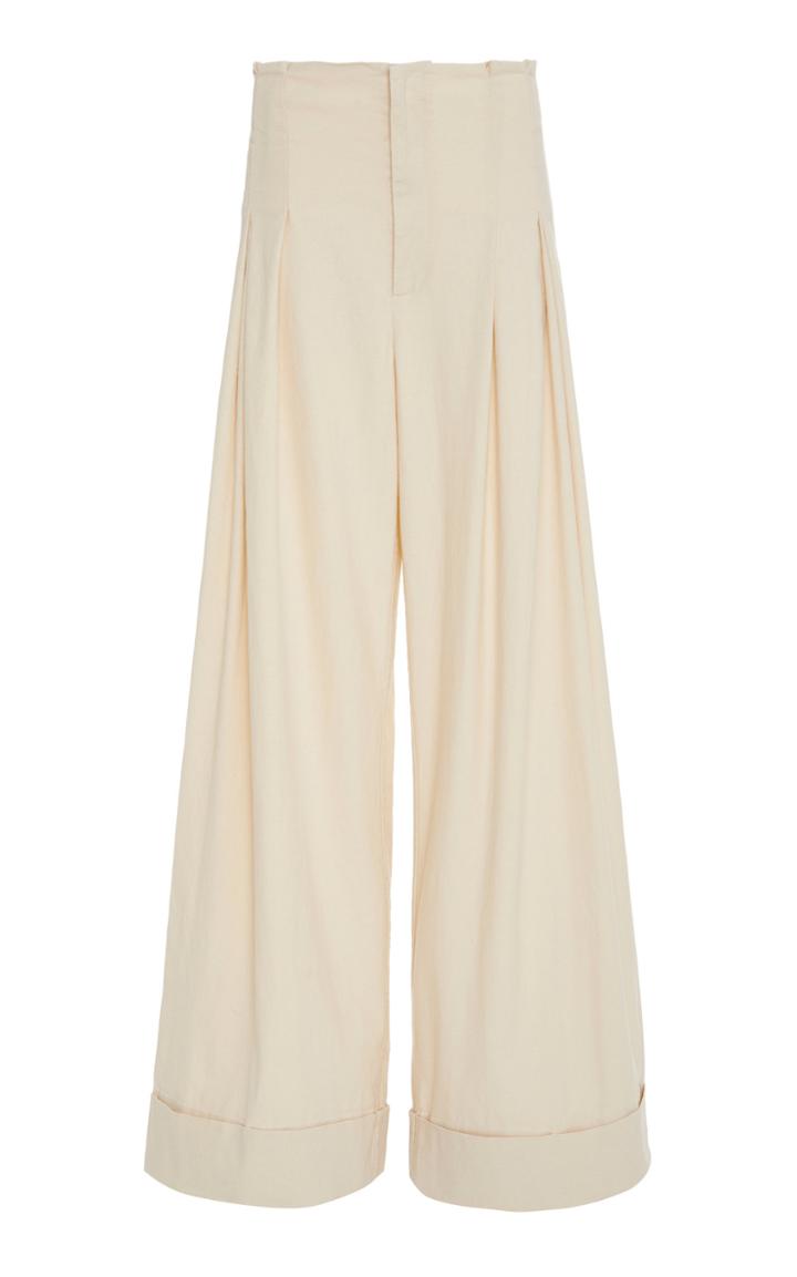 St. Agni Lise Pintucked Linen-blend Pants