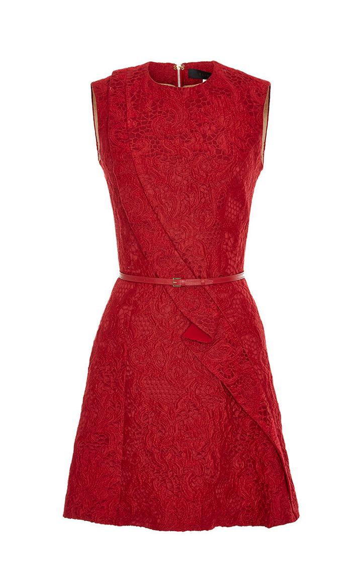 Elie Saab Cardinal Brocade Short Dress
