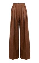 Lake Studio Mid-rise Pleated Wool And Silk Blend Wide-leg Pants