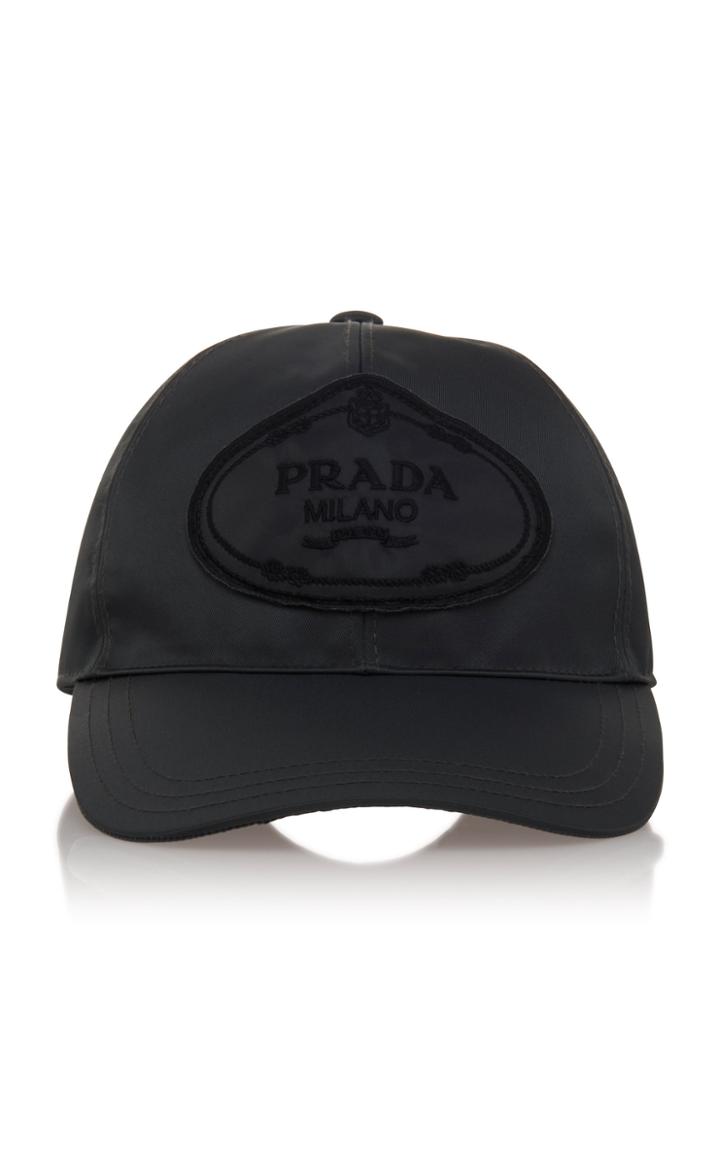 Prada Savoy Nylon Black Tonal Logo Hat