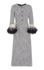Moda Operandi Andrew Gn Feather-trimmed Tweed Midi Dress