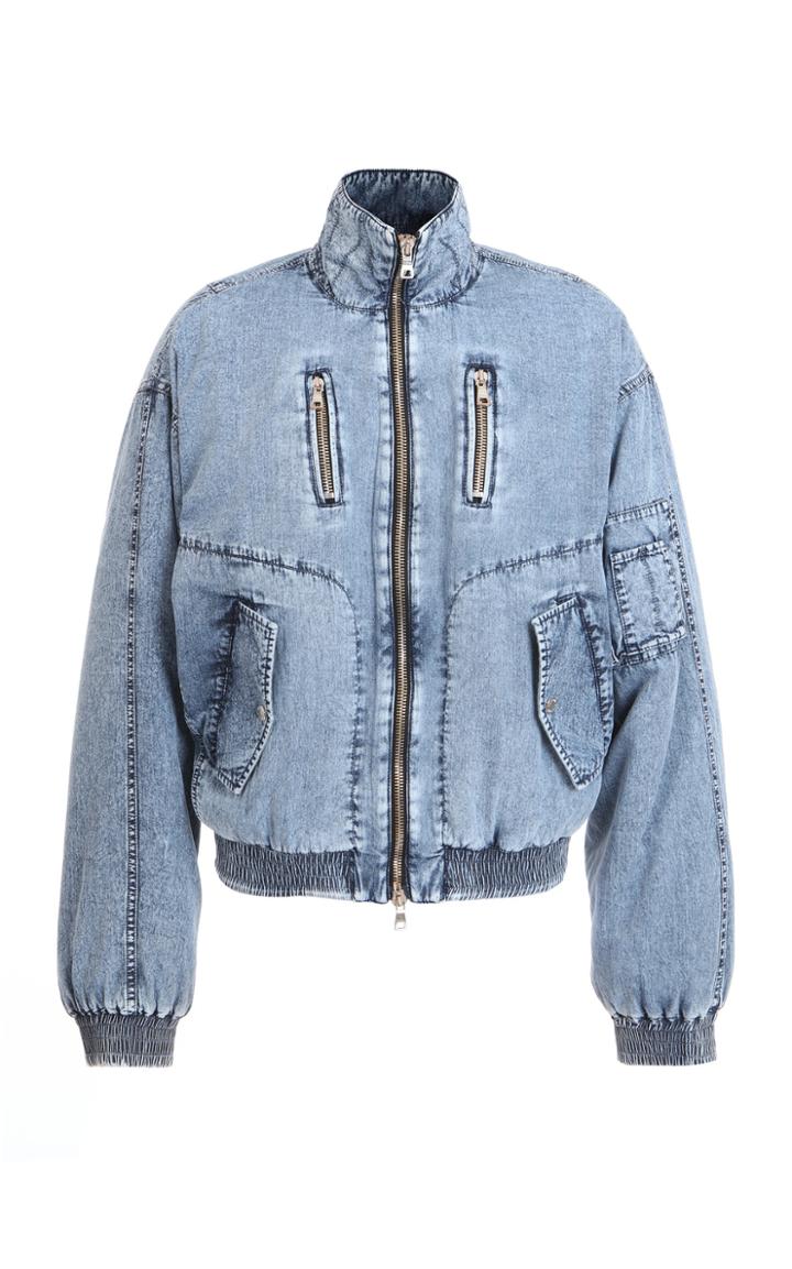 Balmain Oversized Denim Bomber Jacket