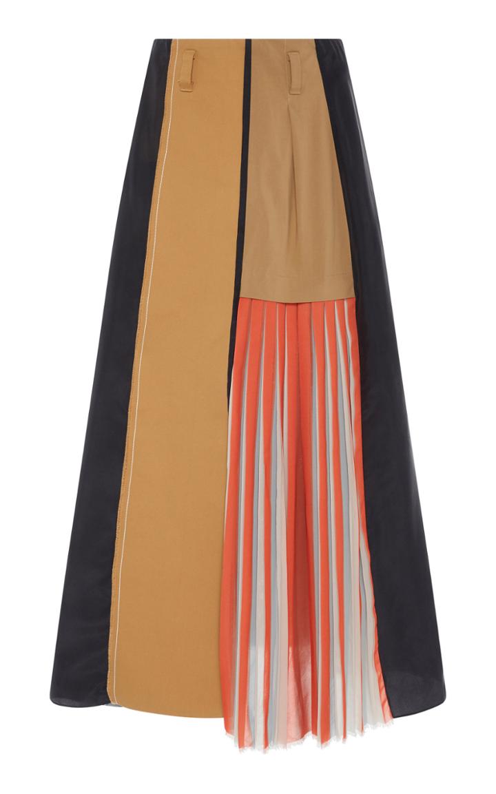 Dorothee Schumacher Wild Patches Pleated Wool-twill Midi Skirt