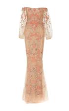Marchesa Off The Shoulder Beaded Gown