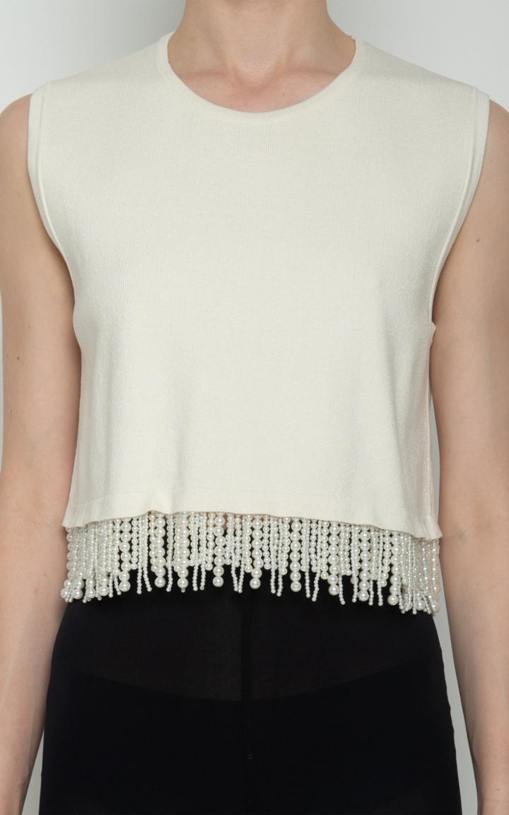 Moda Operandi Giambattista Valli Pearl Trim Knit Tank Top
