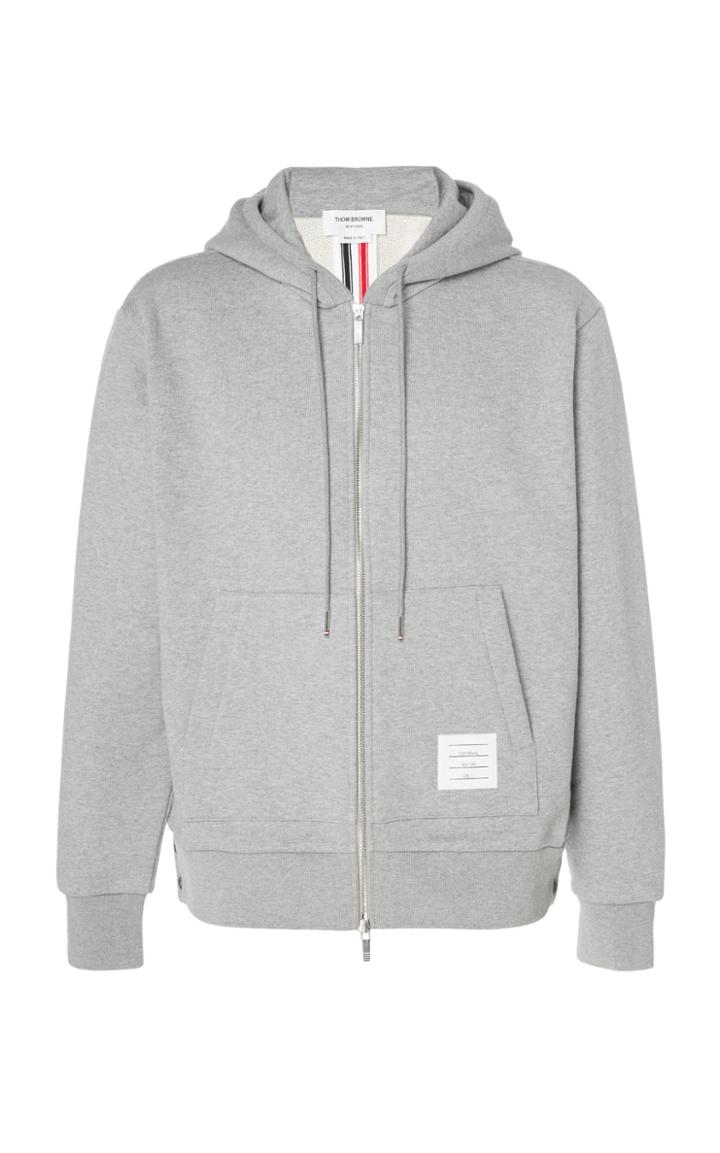 Thom Browne Stripe-detailed Cotton Zip Hoodie