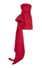 Reem Acra Strapless Faille Mini Dress With Draped Peplum