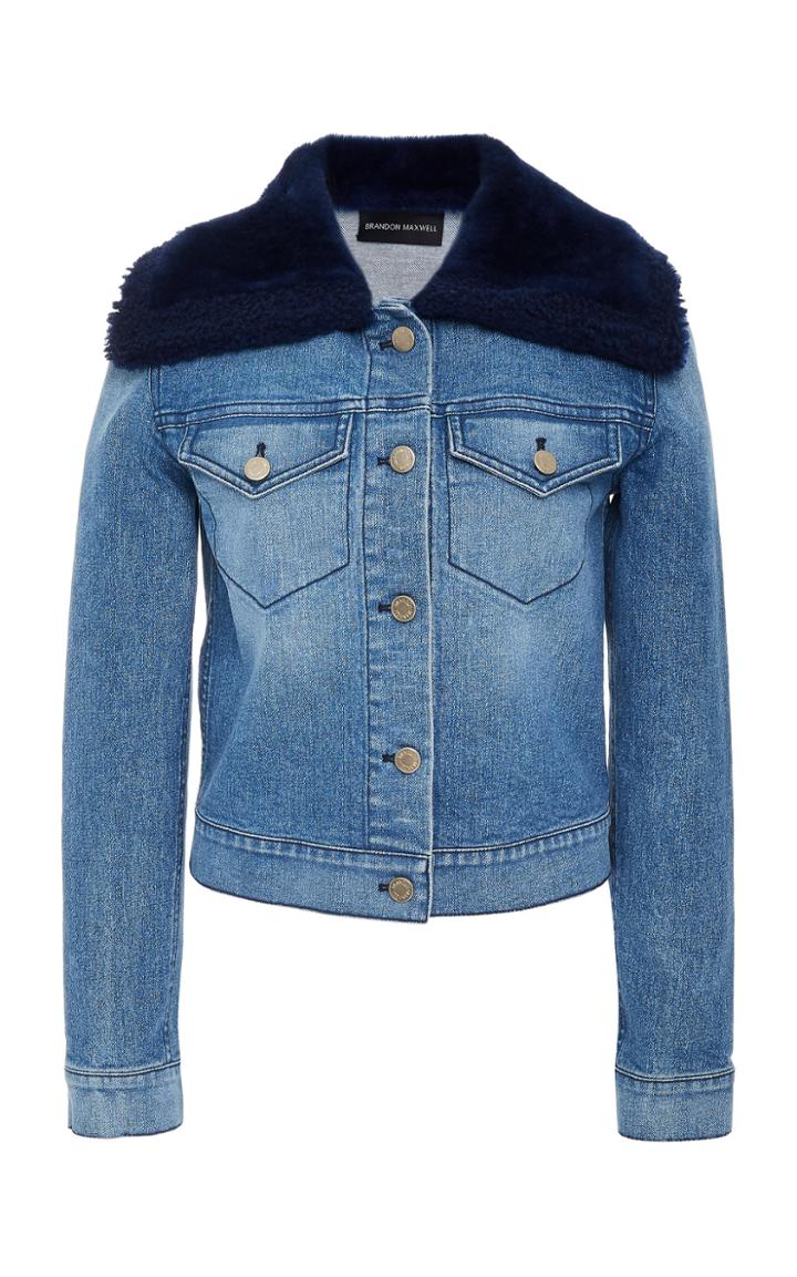 Brandon Maxwell Denim Jacket With Shearling Collar