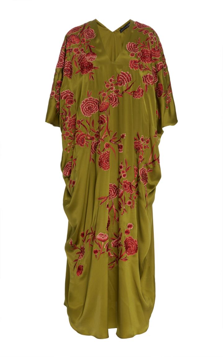 Josie Natori Couture Floral Embroidered Cocoon Caftan
