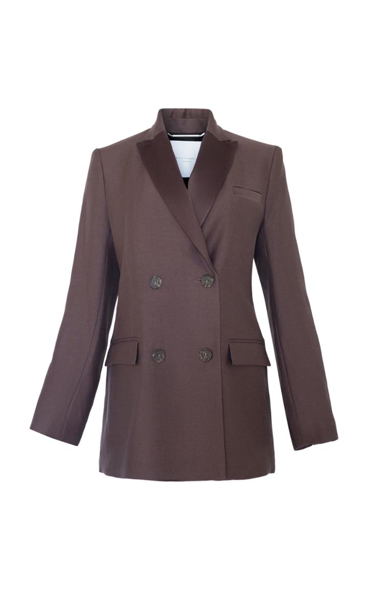 Moda Operandi Studio Amelia Inverse Satin-linen Lounge Blazer