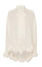 Philosophy Di Lorenzo Serafini Ruffled Tie-front Georgette Blouse