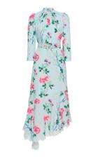 Andrew Gn Asymmetric Floral Midi Dress