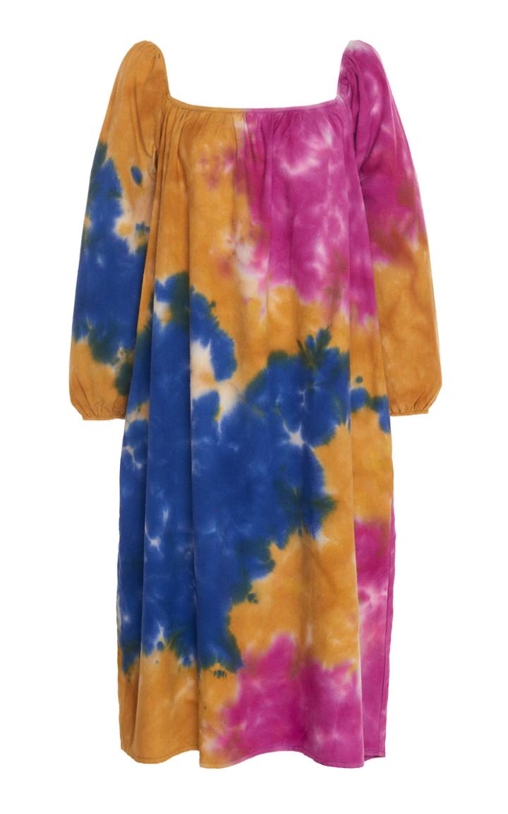 Moda Operandi The Elder Statesman Geo Balloon-sleeve Silk Midi Dress Size: Xs