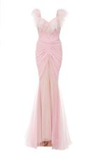 Ester Abner Off The Shoulder Feather Dress