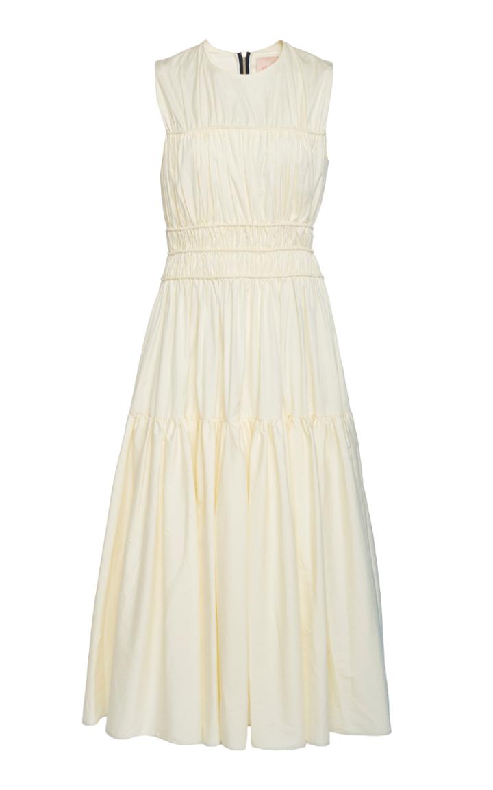 Roksanda Isilda Ruched Cotton Poplin Midi Dress