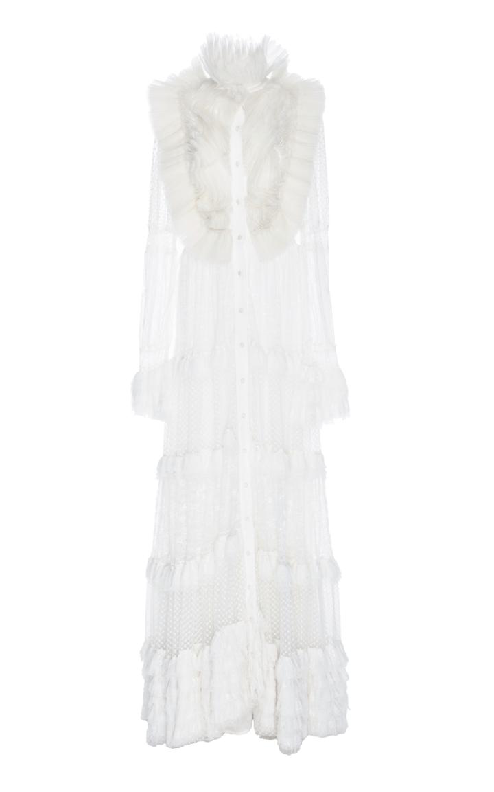 Amen Couture Organza Ruffled Long Dress