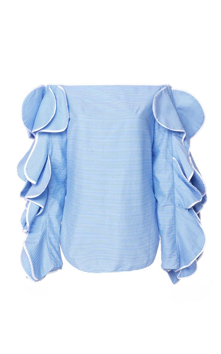Leal Daccarett Puerto Ruffled Cotton-poplin Top