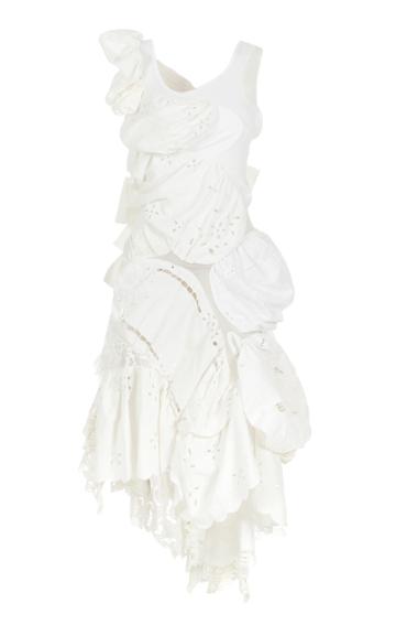 Moda Operandi Caroline Hu Bow-accented Draped Lace Dress
