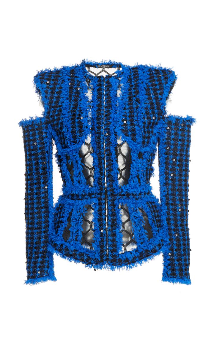 Balmain Tweed Cold Shoulder Jacket