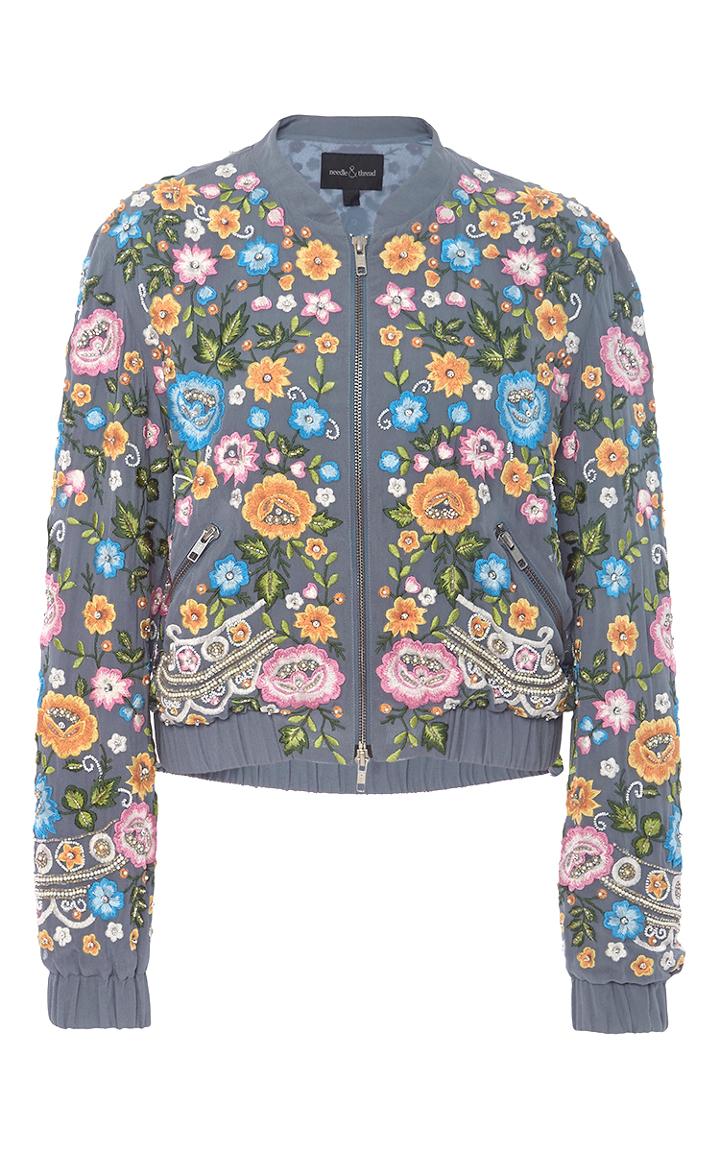 Needle & Thread Lace Foliage Bomber Jacket