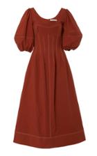 Jonathan Simkhai Lena Puff Sleeve Stretch-cotton Midi Dress