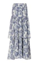 Loveshackfancy Andrea Tiered Floral-print Cotton And Silk Maxi Skirt