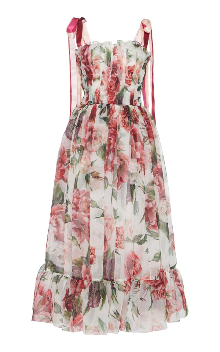 Dolce & Gabbana Peony-print Organza Midi Dress