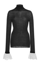 Philosophy Di Lorenzo Serafini Ribbed Lace Cuff Turtleneck Sweater