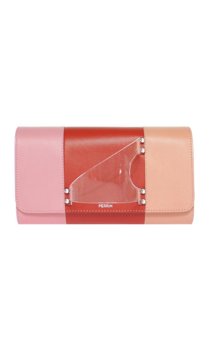 Perrin Paris L' Eiffel Color Block Leather Clutch
