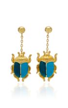 Aurlie Bidermann Elvira Scarab Earrings With Green And Blue Enamel