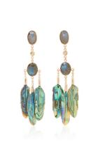 Jacquie Aiche Freeform Labradorite And Abalone Feather Shaker Earrings