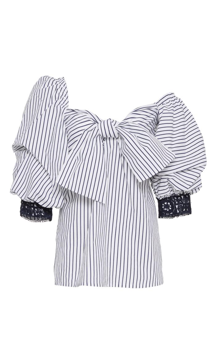 Moda Operandi Silvia Tcherassi Aosta One-shoulder Striped Cotton Blouse