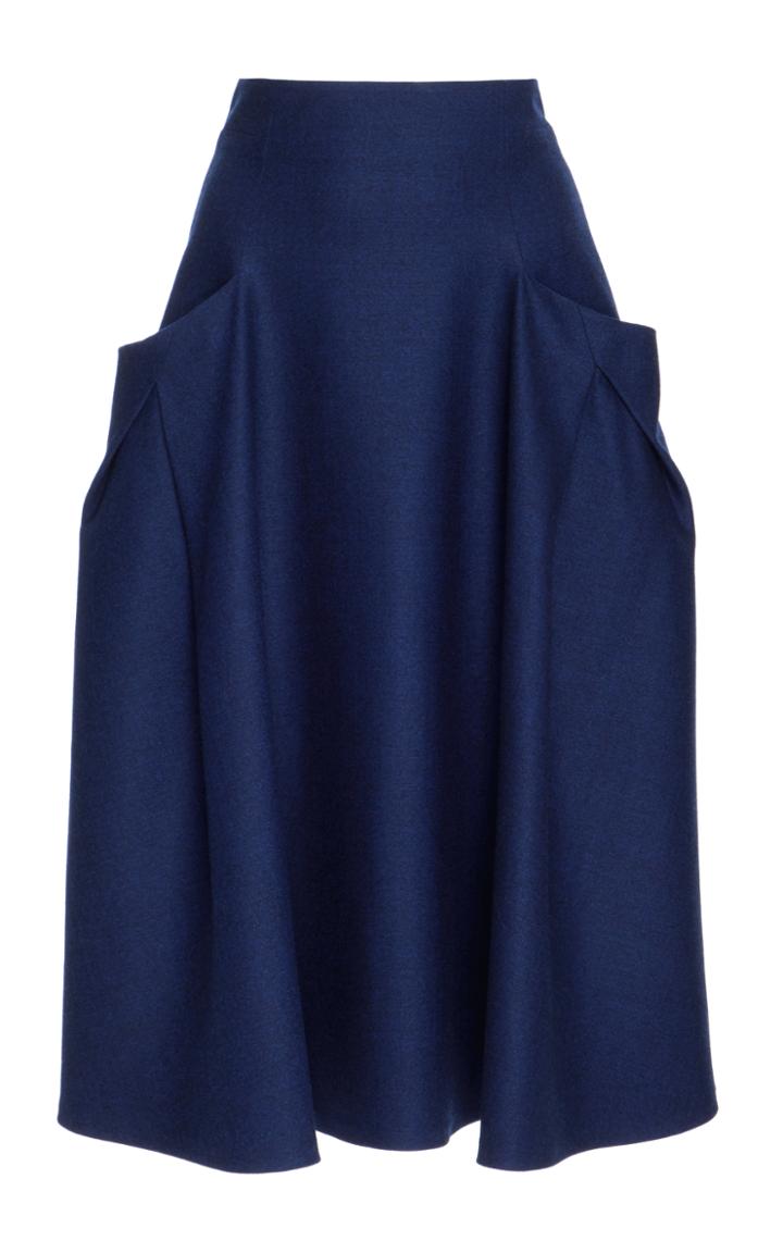 Carolina Herrera Wool High Waisted Knee Length Skirt