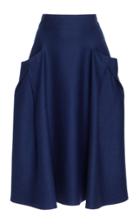 Carolina Herrera Wool High Waisted Knee Length Skirt