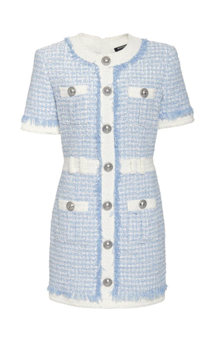Balmain Buttoned Tweed Mini Dress
