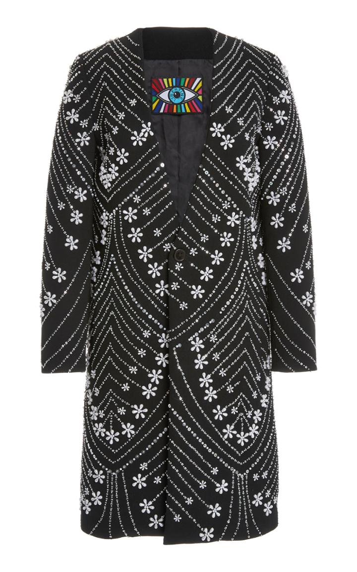 Moda Operandi Libertine Pearl-embellished Stretch Wool Coat