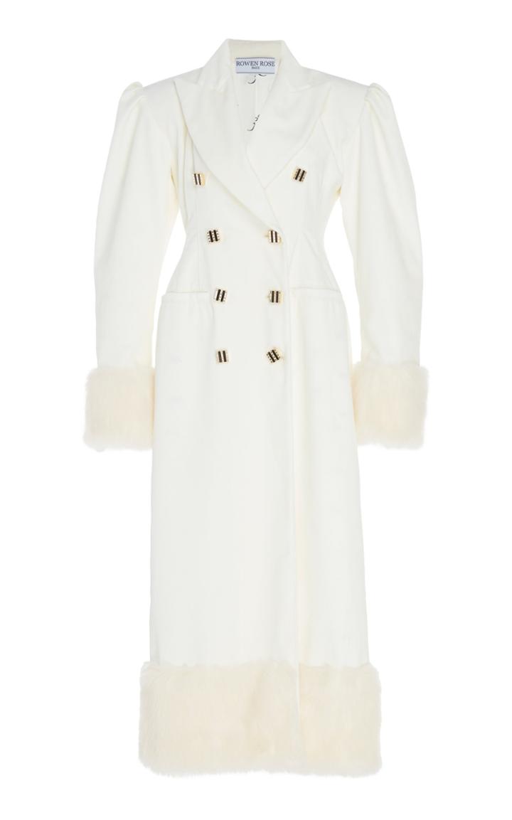 Rowen Rose Faux-fur-trimmed Double-breasted Velvet Coat