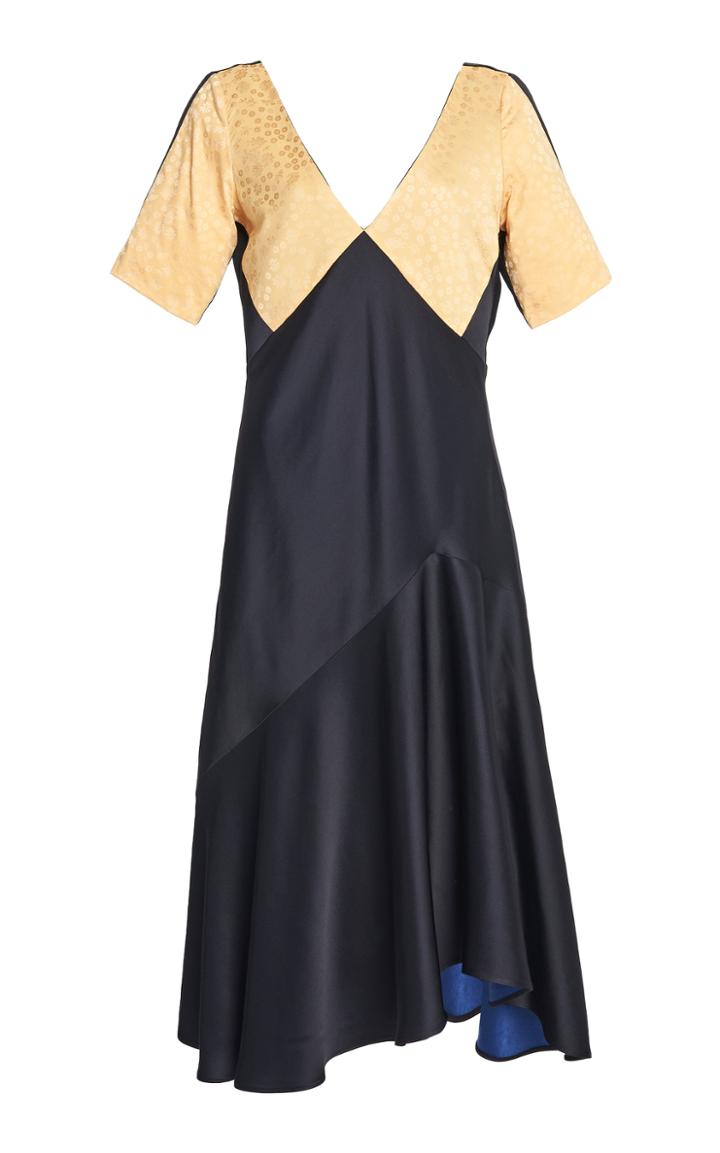 Moda Operandi By Any Other Name Two-tone Satin Bias Midi Dress