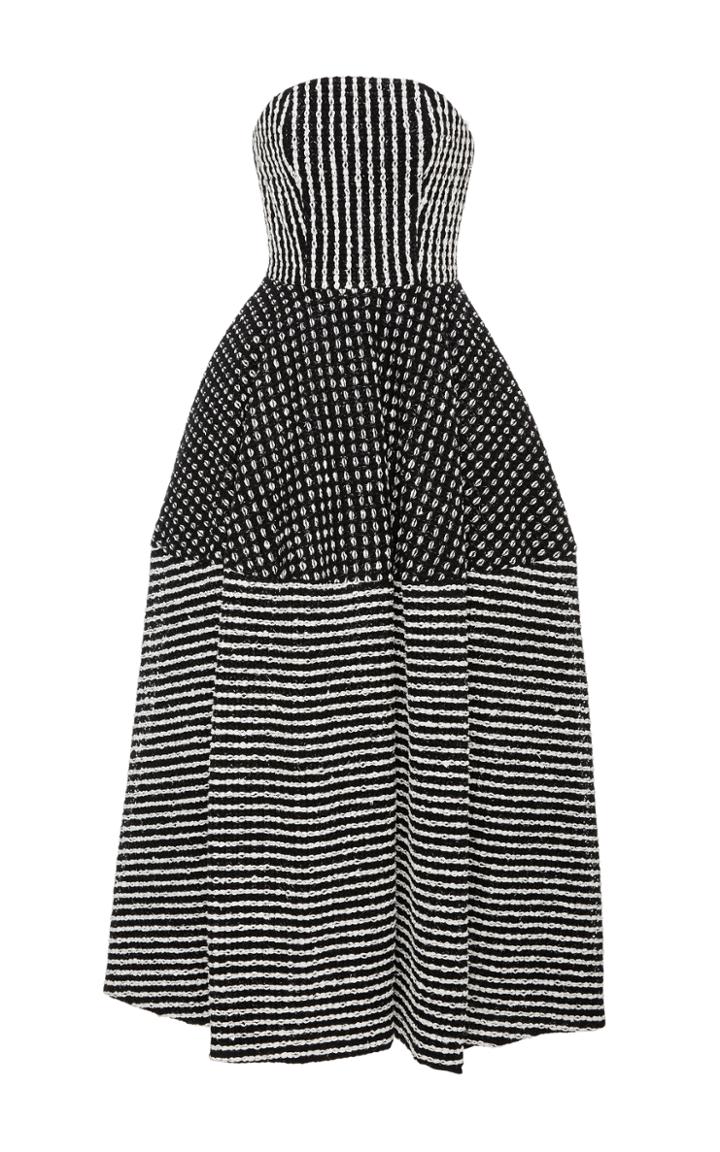 Christian Siriano Raffia Tea Length Dress