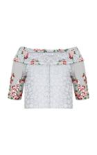 Razan Alazzouni Embellished Jacquard Off The Shoulder Jacket