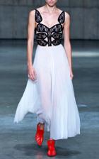 Christopher Kane Teardrop Strap Pliss Lace Gown