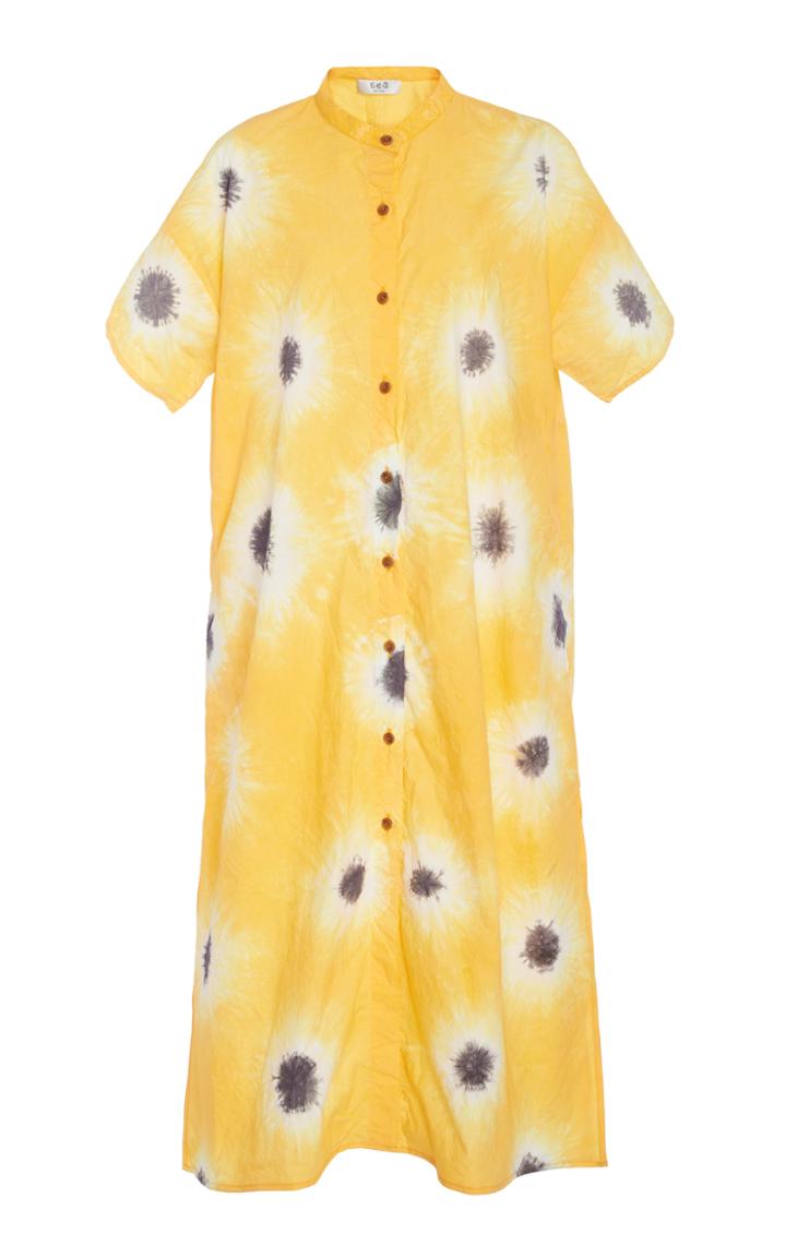 Sea Tie-dye Cotton Midi Dress