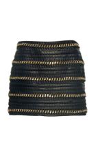 Balmain Braided Short Leather Skirt
