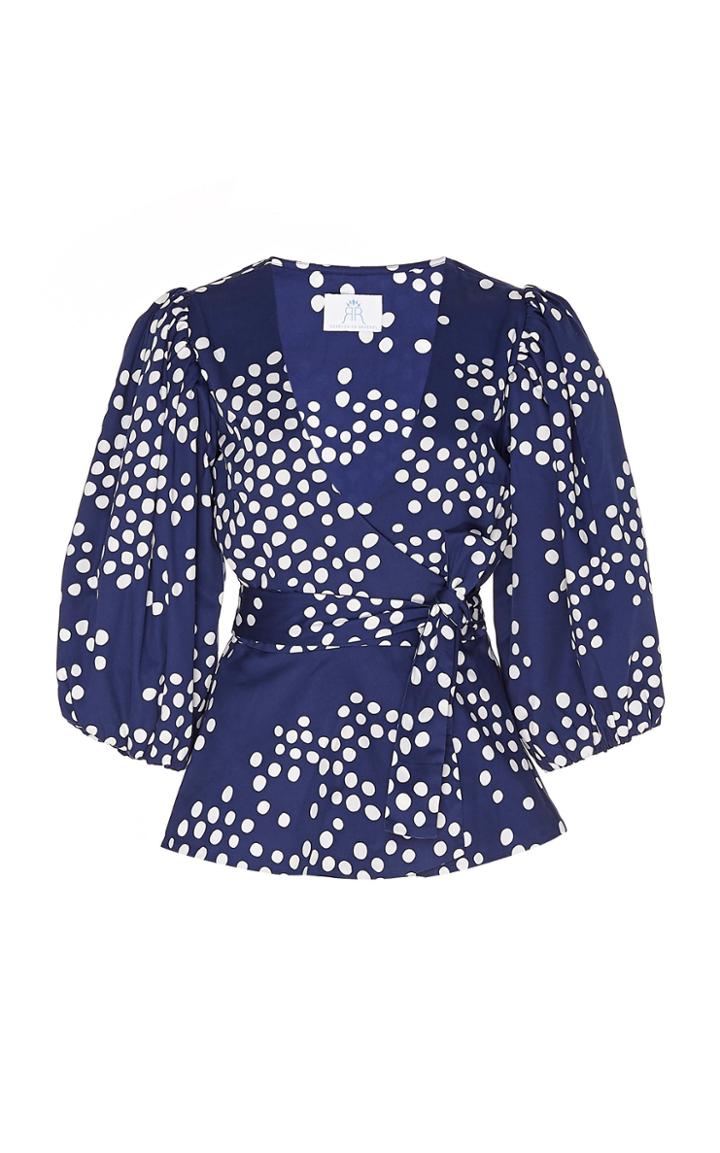 Rebecca De Ravenel Thank You Very Much Wrap-effect Printed Blouse