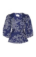 Rebecca De Ravenel Thank You Very Much Wrap-effect Printed Blouse