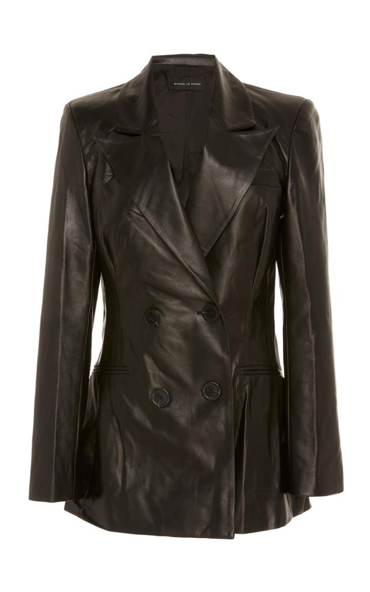 Michael Lo Sordo Relaxed Double-breasted Leather Blazer