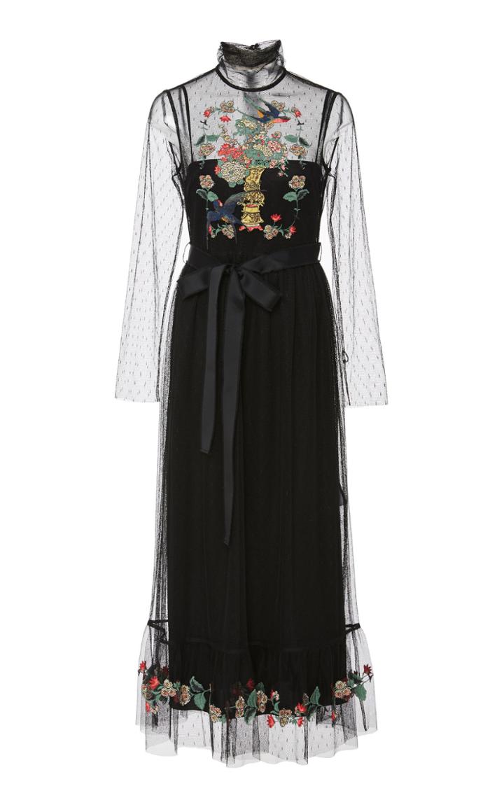 Red Valentino Floral-embroidered Tulle Dress