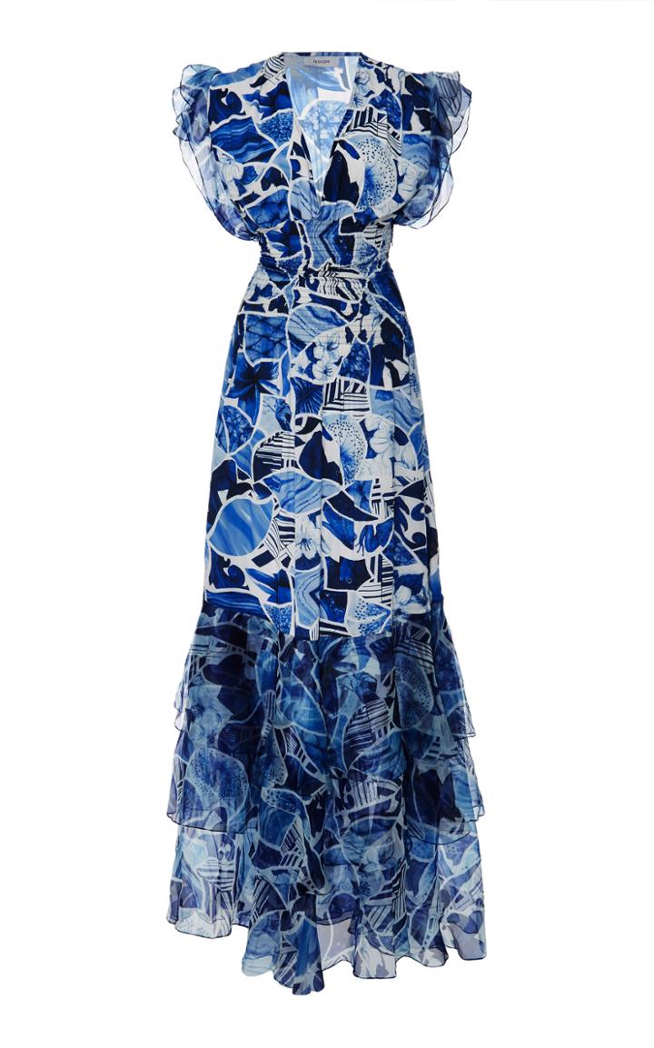Isolda Pri Cinch Waist Ruffle Maxi Dress
